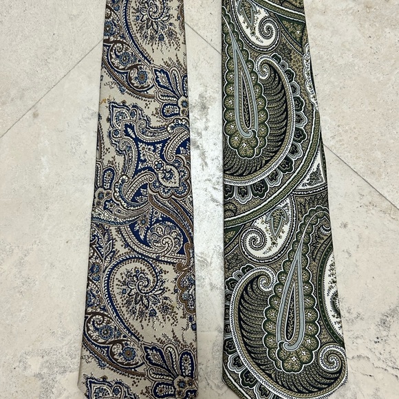 2 Brooks Brothers Makers Paisley Italian print silk handmade mens necktie bundle - Picture 6 of 8